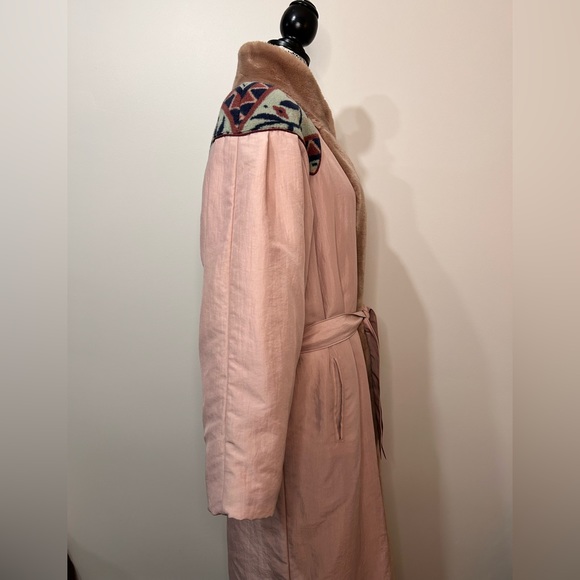 Vintage Luba Paris full length faux fur trim fleece detail lined trench coat - Picture 6 of 16